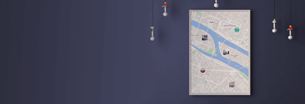 Footer banner with poster of Wemap map
